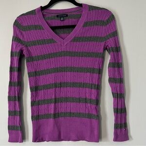 Tommy Hilfiger purple grey striped Sweater